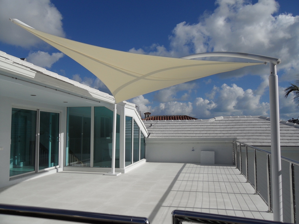 PI Modern Sun Shade Sail on Balcony | Industrial Shadeports